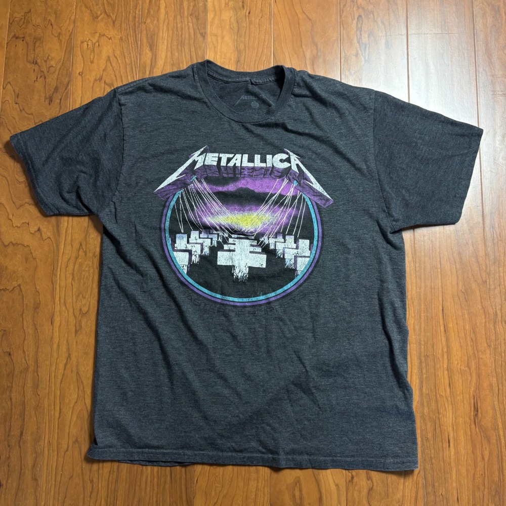 Metallica Master of Puppets Graphic T-Shirt Charcoal Grey Large Heavy Metal Band